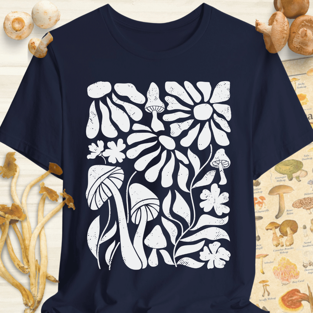 Flowers N shrooms Tee Navy