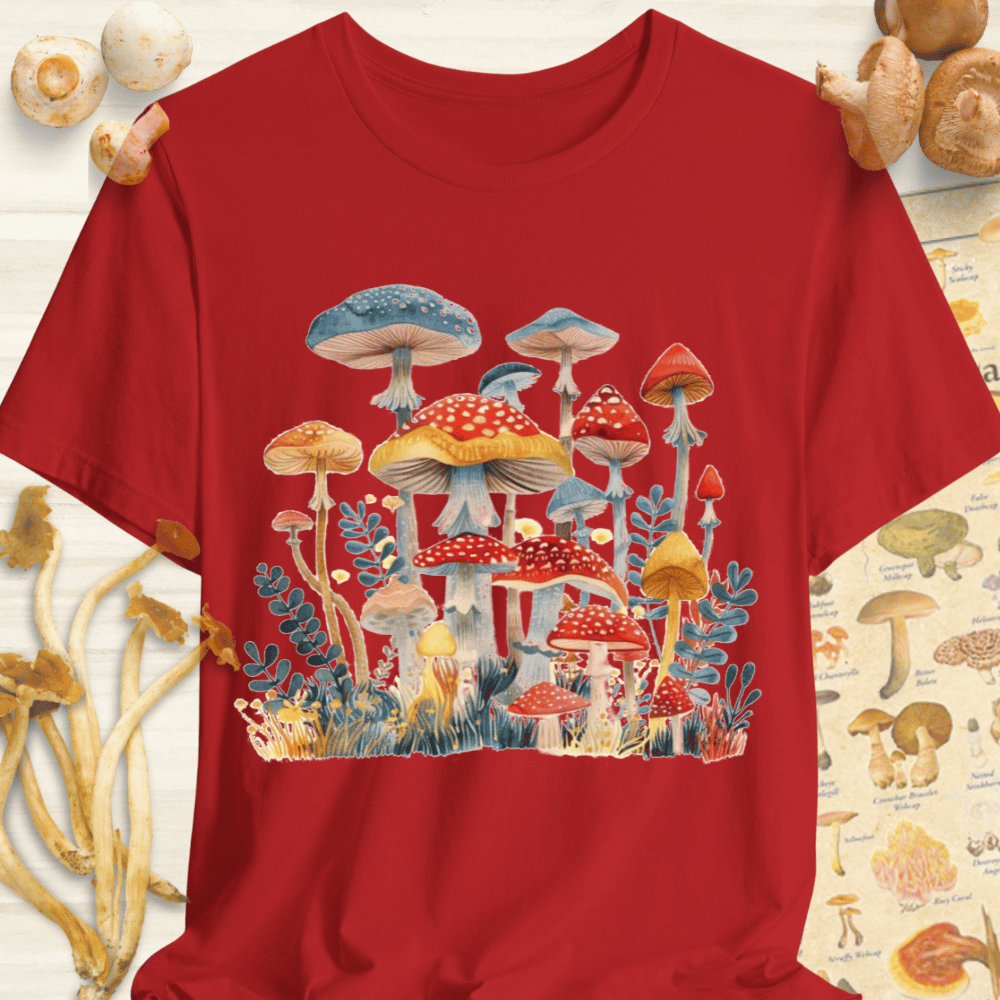 Floral Mushroom Collage Tee Red