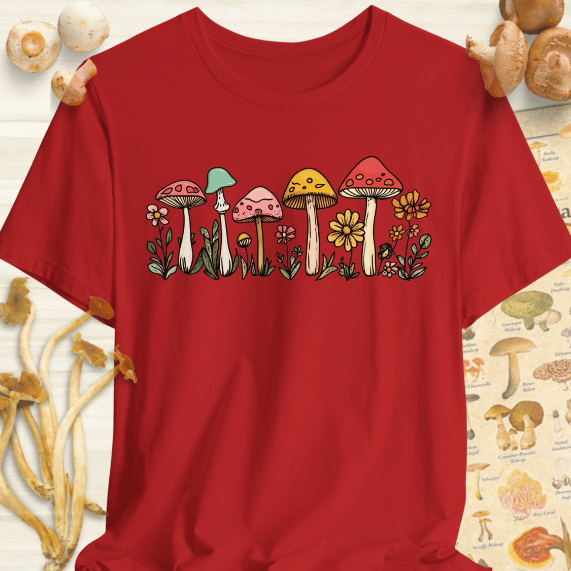 Fungi Summer Flowers Tee Red