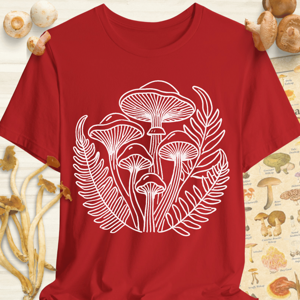 Fungi & Ferns Line Art Tee Red
