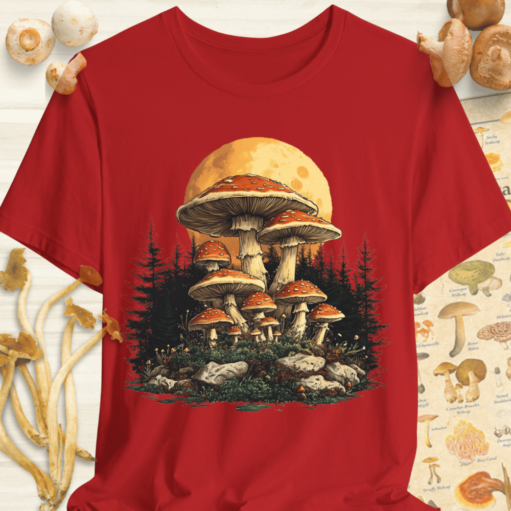Mushroom forest Sunset Tee Red