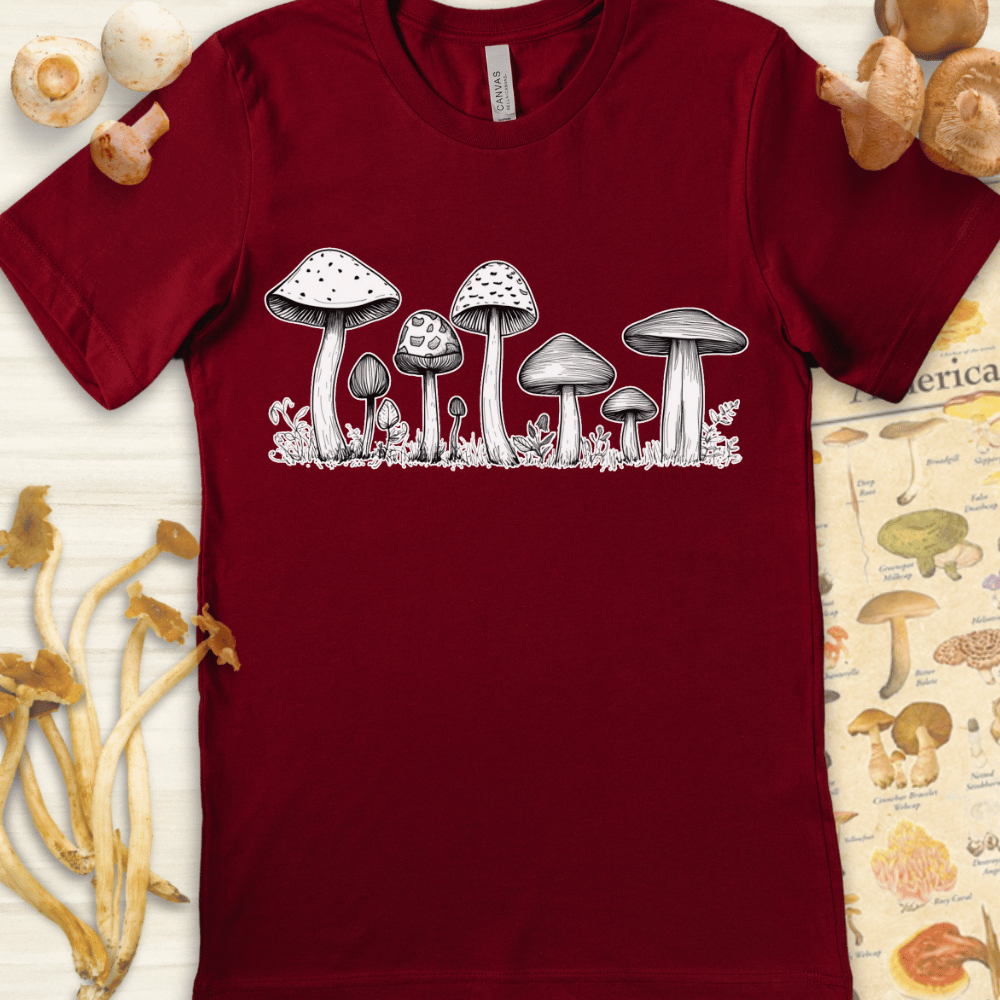 White Fungi Portrait Tee Red