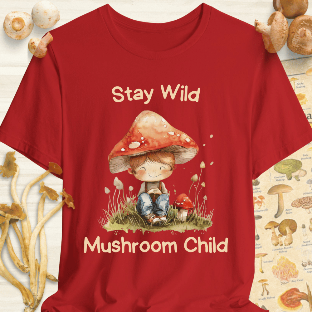 Stay Wild Mushroom Child Tee Red