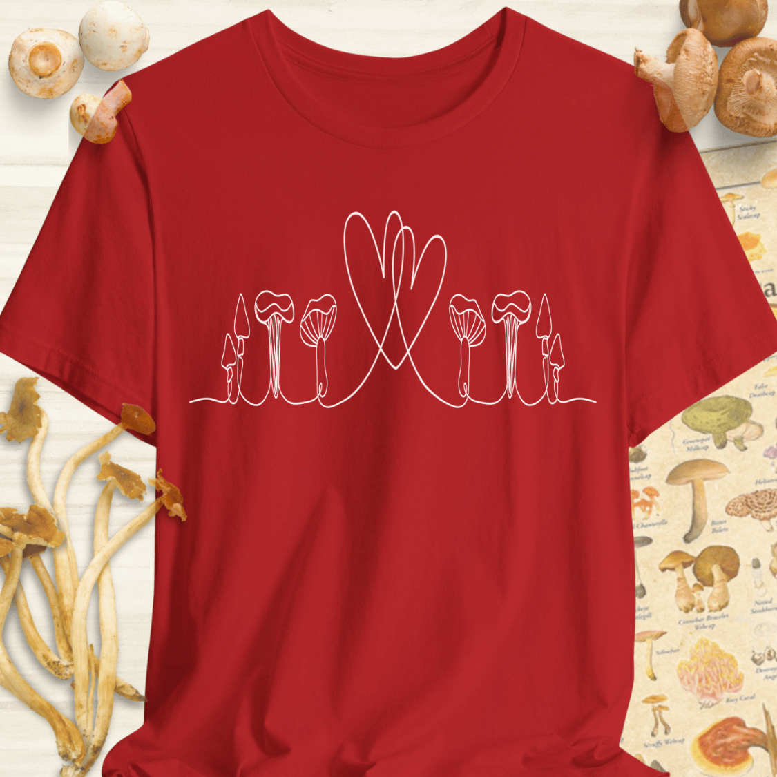 Fungal Line Art Love Tee Red