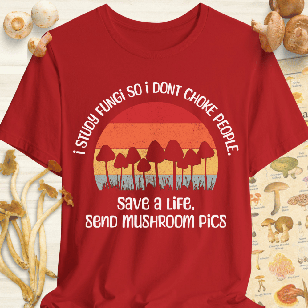 Send Mushroom Pics Tee Red