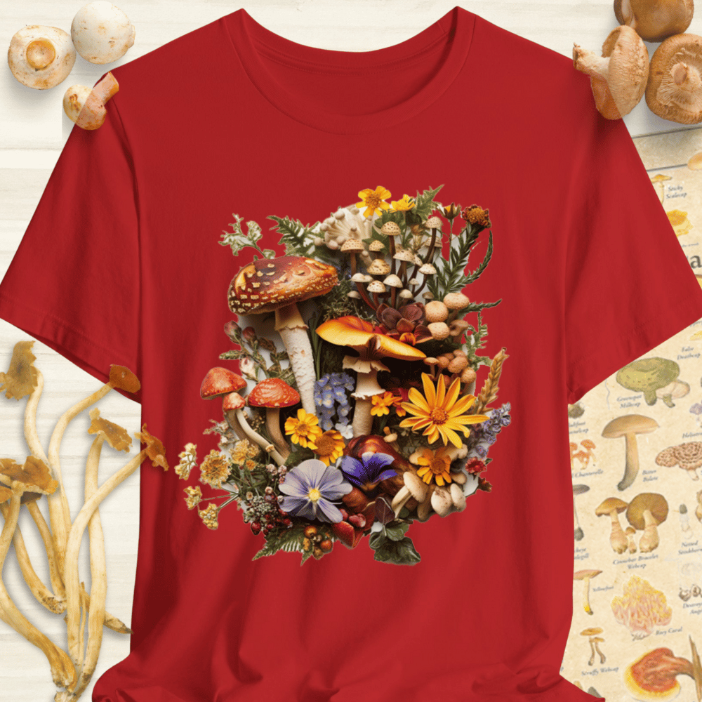 Mushroom Flower Tee Red