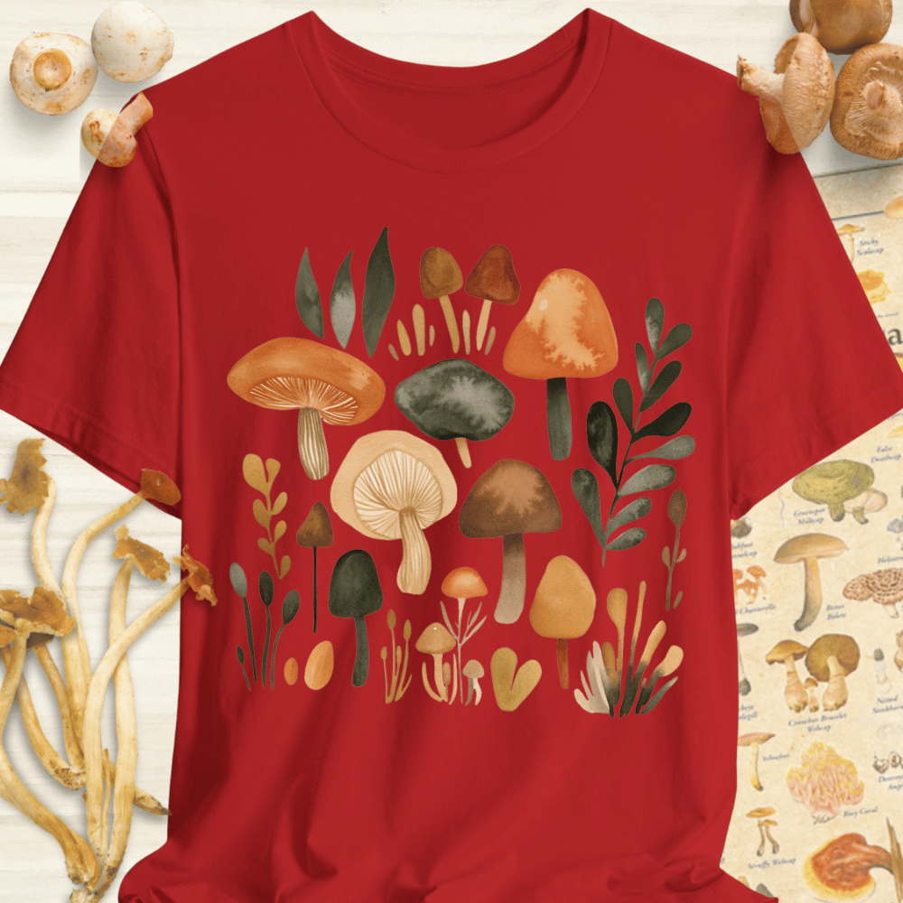 Watercolor Fungi Tee Red