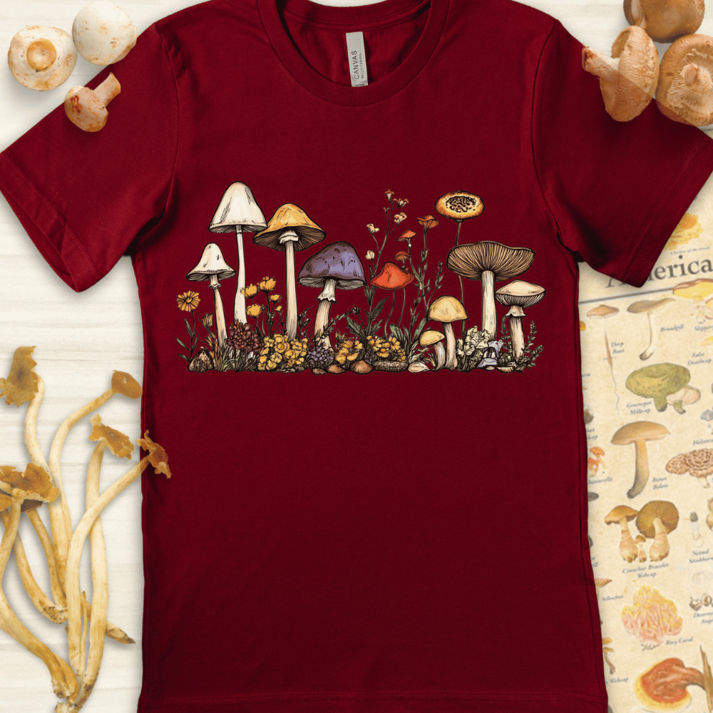 Line Art Fungi Fauna Tee Red