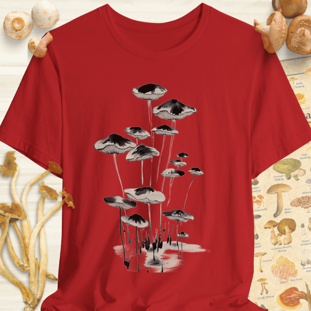 Sumi-E Mushroom Tee Red
