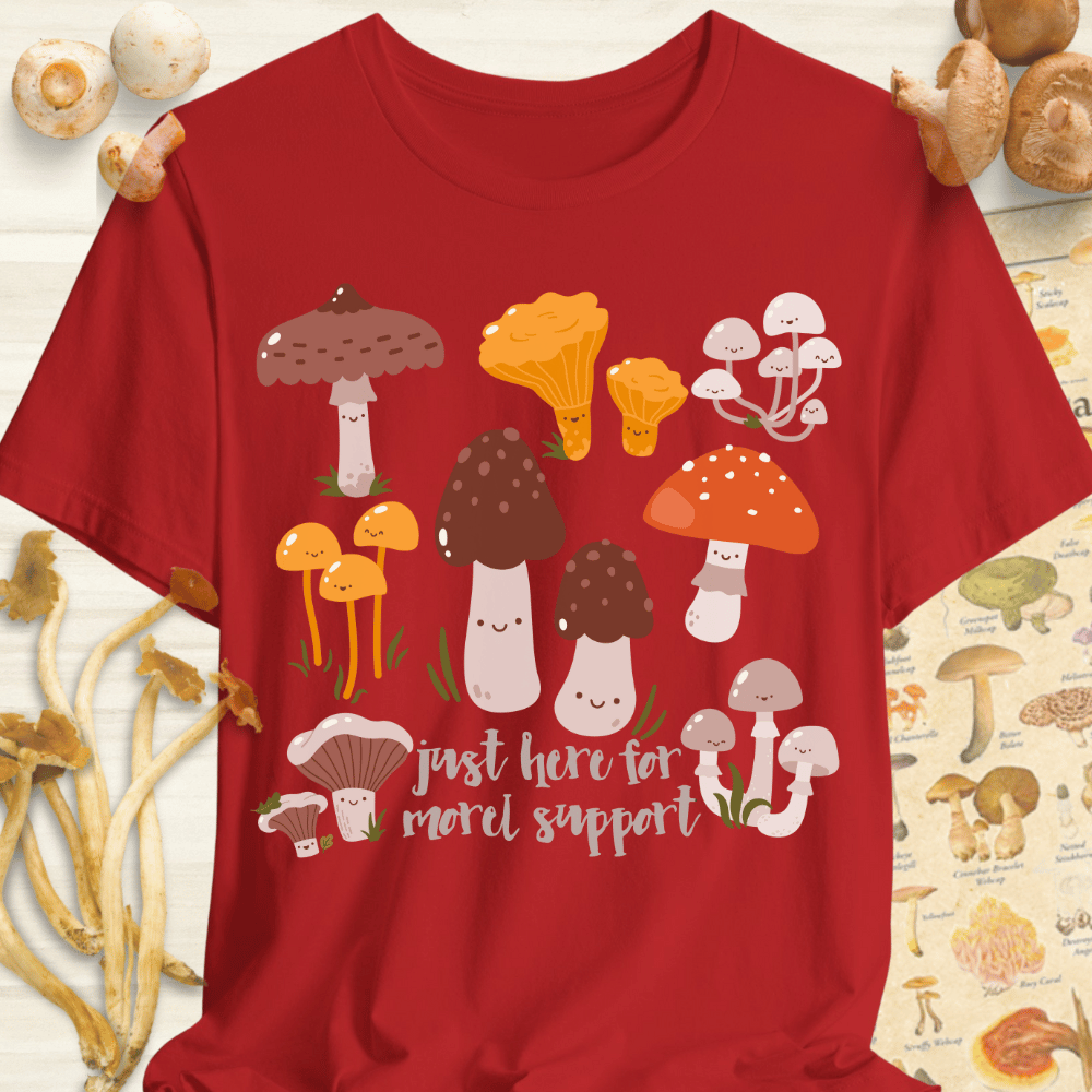 Just Here For Morel Support Tee Red