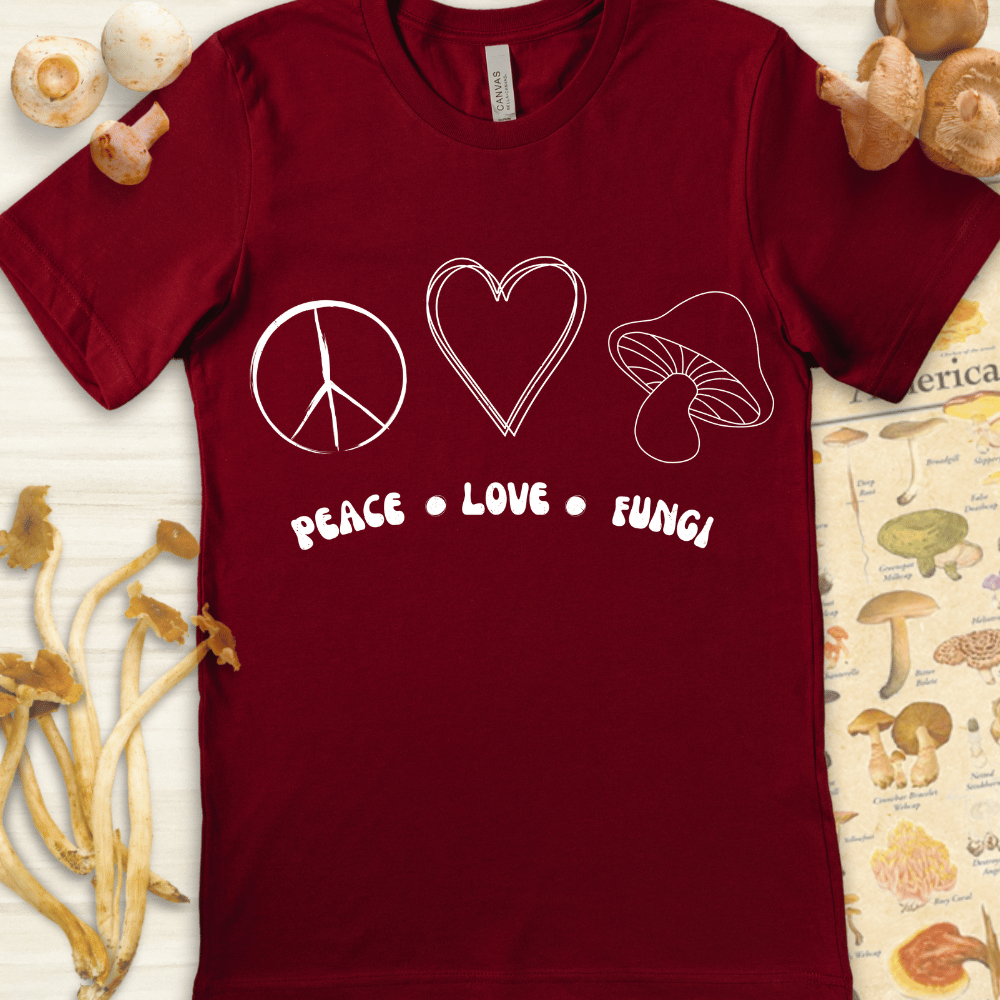 Peace Love Fungi Tee Red