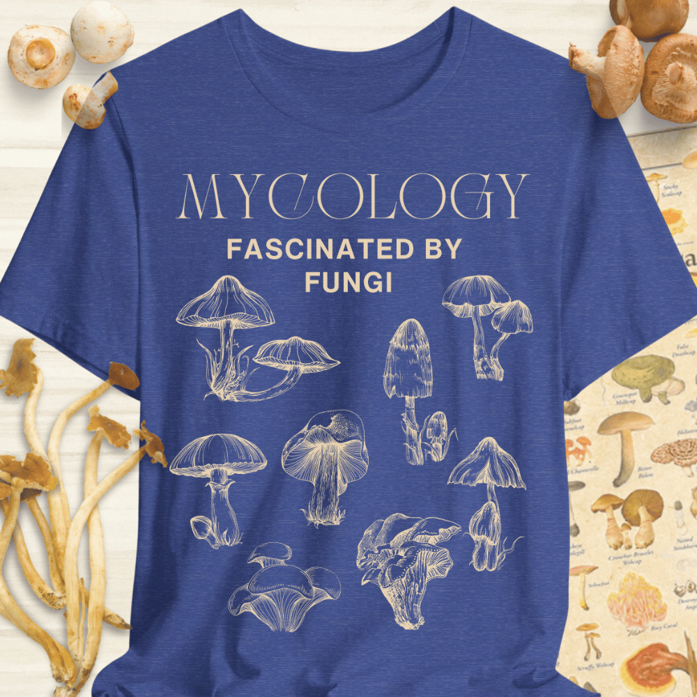 Mycology Facinated by Fungi Tee Blue