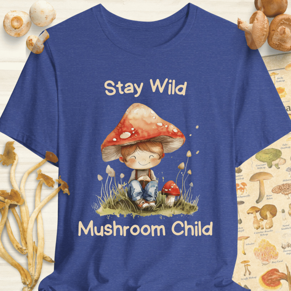Stay Wild Mushroom Child Tee Blue