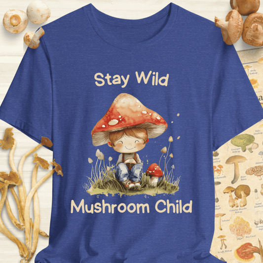 Stay Wild Mushroom Child Tee Blue