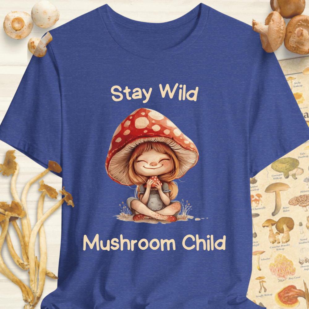 Stay Wild Mushroom Child Tee Blue