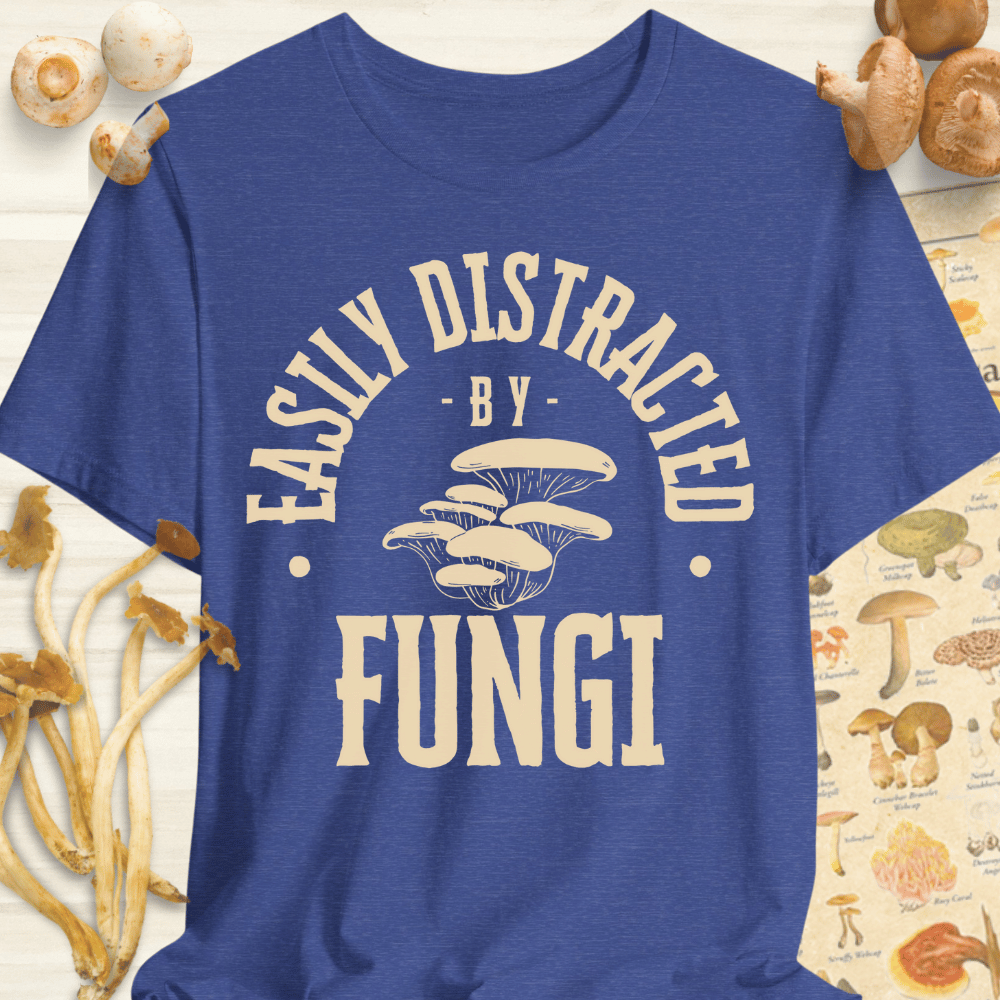 Easily Distracted by Fungi 2 Tee Blue